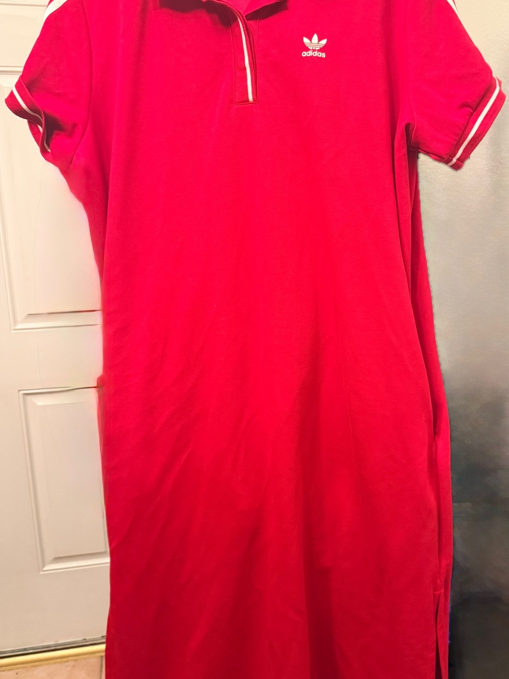 adidas Bright Red Polo Shirt with White Trefoil